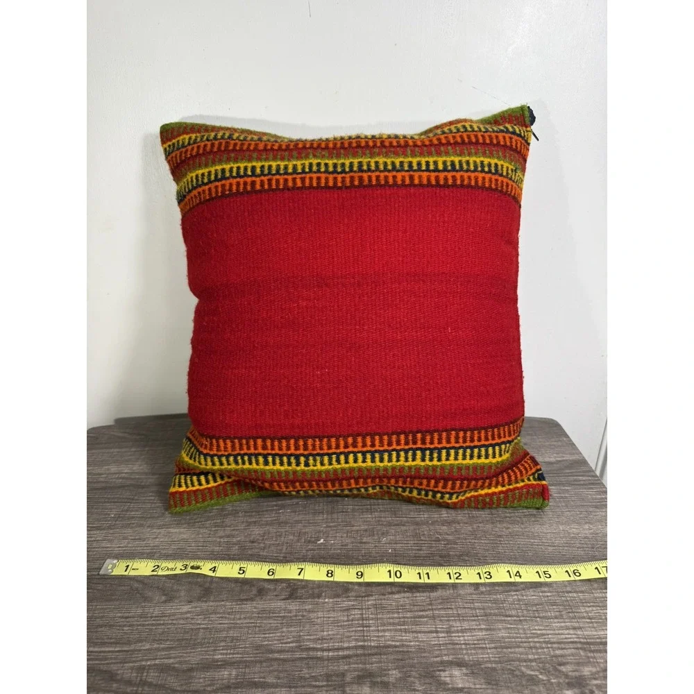Zapotec Motif Wool Plush Pillow Southwestern Aztec Style